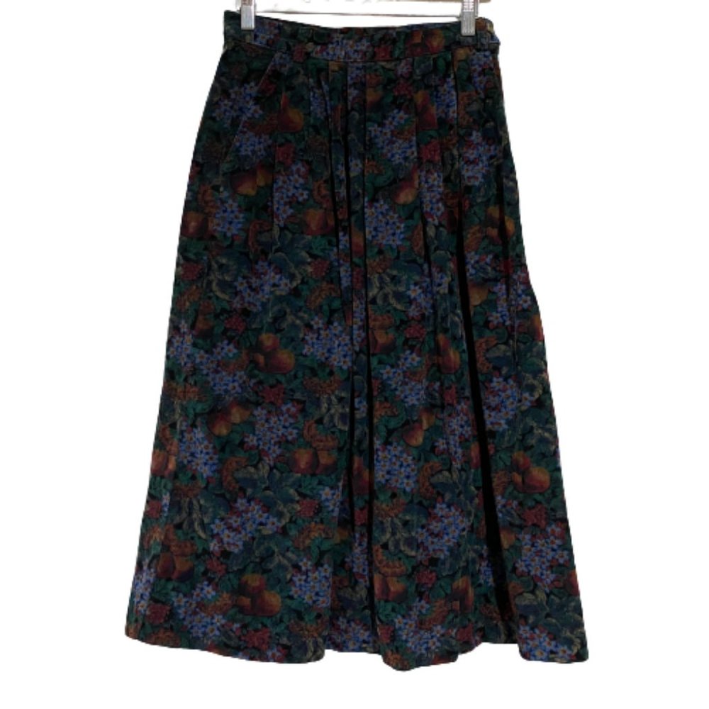 Vintage LL Bean Granny Core Fit and Flare Skirt Multicolored Floral Pattern Sz 6